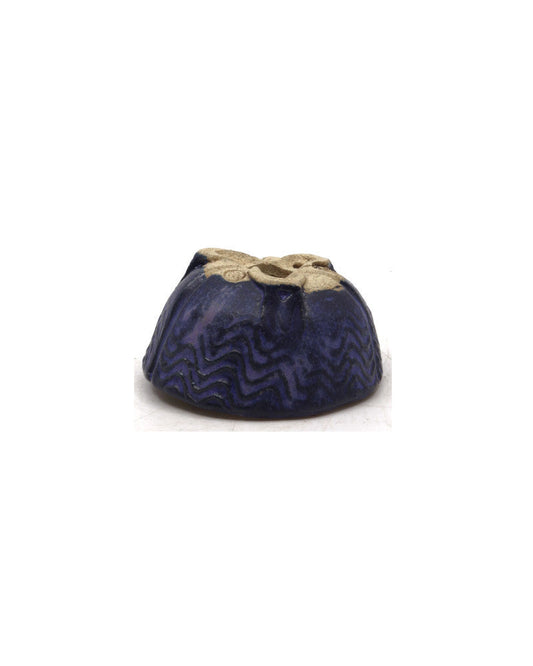 Pot à bonsaï Shohin Walsall émaillé bleu rond 9 cm