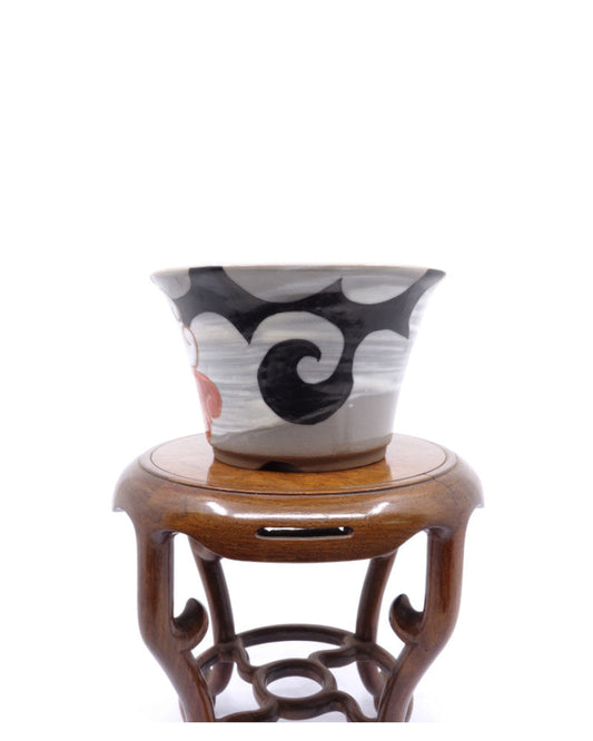 Pot à bonsaï Kutani yaki « Hanakago » peint à la main multicolore 12 cm