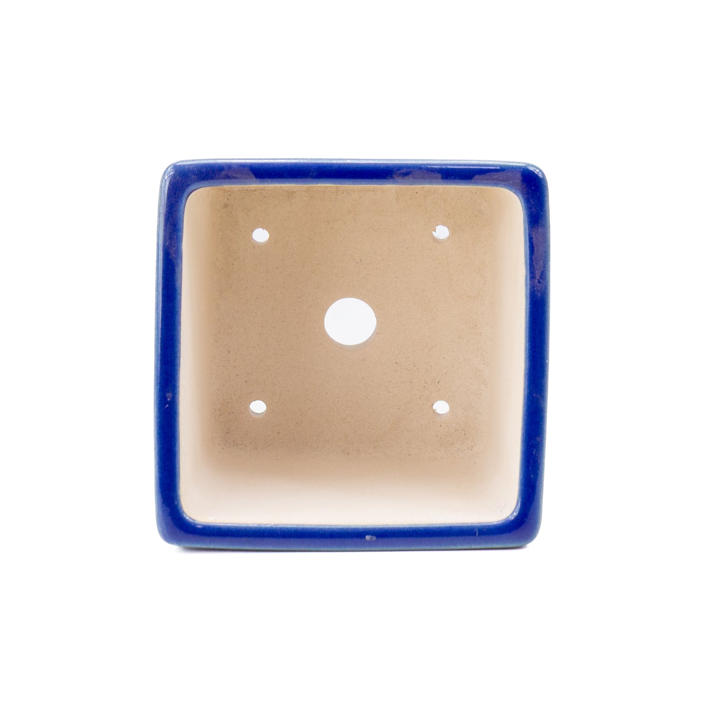 Pot à bonsaï bleu semi-cascade carré 14 cm, hauteur 12 cm