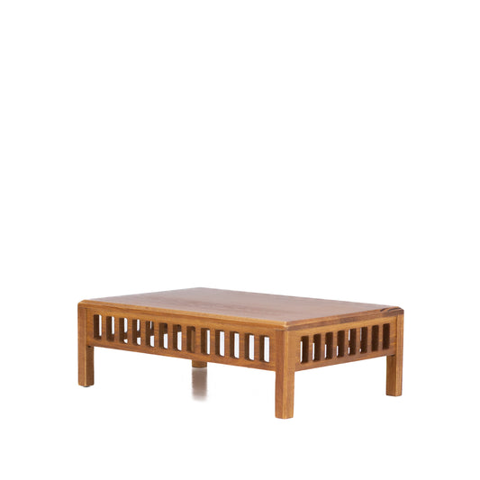 Table de bonsaï marron clair, en bois avec détails en lattes, 25 cm