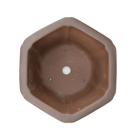 Pot Yixing pour bonsaï non émaillé hexagonal cascade 22 cm, hauteur 19 cm