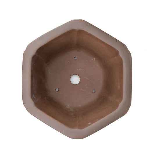 Pot Yixing pour bonsaï non émaillé hexagonal cascade 22 cm, hauteur 19 cm