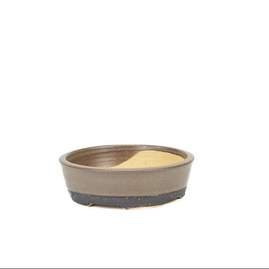 Pot à bonsaï brun mat rond 11,3 cm