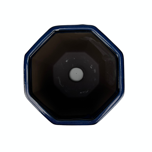 Pot à bonsaï octogonal cascade bleu foncé 12 cm