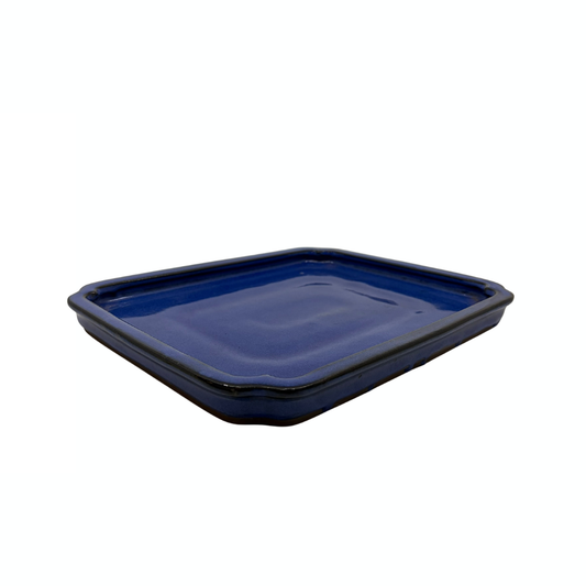 Soucoupe bonsaï rectangulaire bleue 30 cm