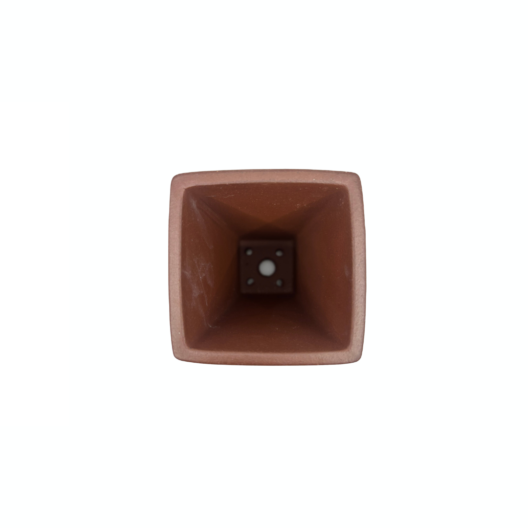 Pot à bonsaï - carré, cascade, non émaillé (8 cm de large)