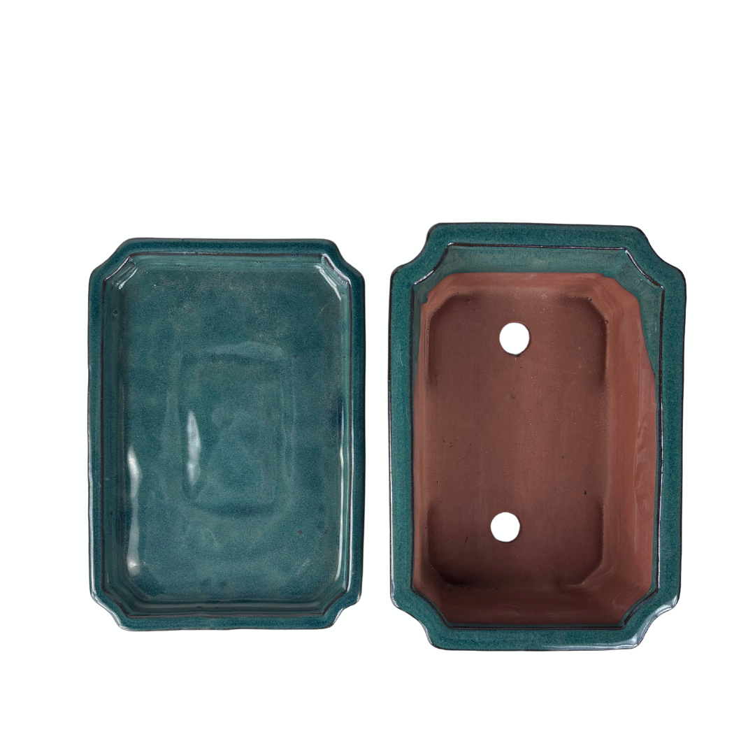 Pot à bonsaï rectangulaire vert 25 cm - ensemble