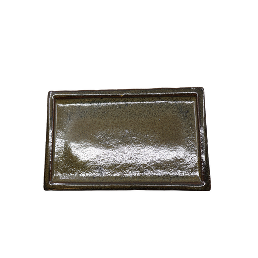 Soucoupe rectangulaire verte pour bonsaï 18cm