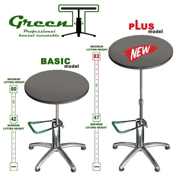 Green T Hydraulic Lift Bonsai Table tournante ronde BASIC