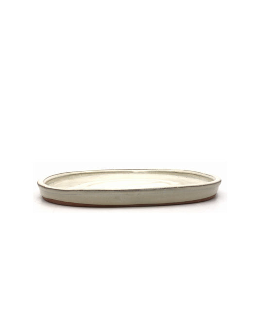 soucoupe ovale pour bonsaï, couleur crème, 27 cm