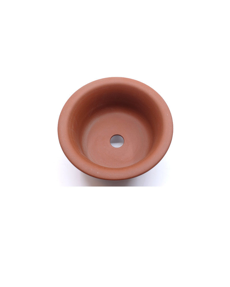 Pot à bonsaï Yixing semi-cascade non émaillé rond 14 cm, hauteur 8 cm