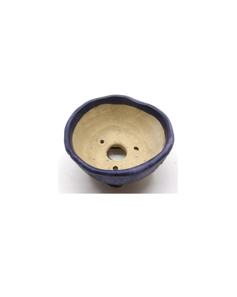 Pot à bonsaï Shohin Walsall émaillé bleu rond 9 cm