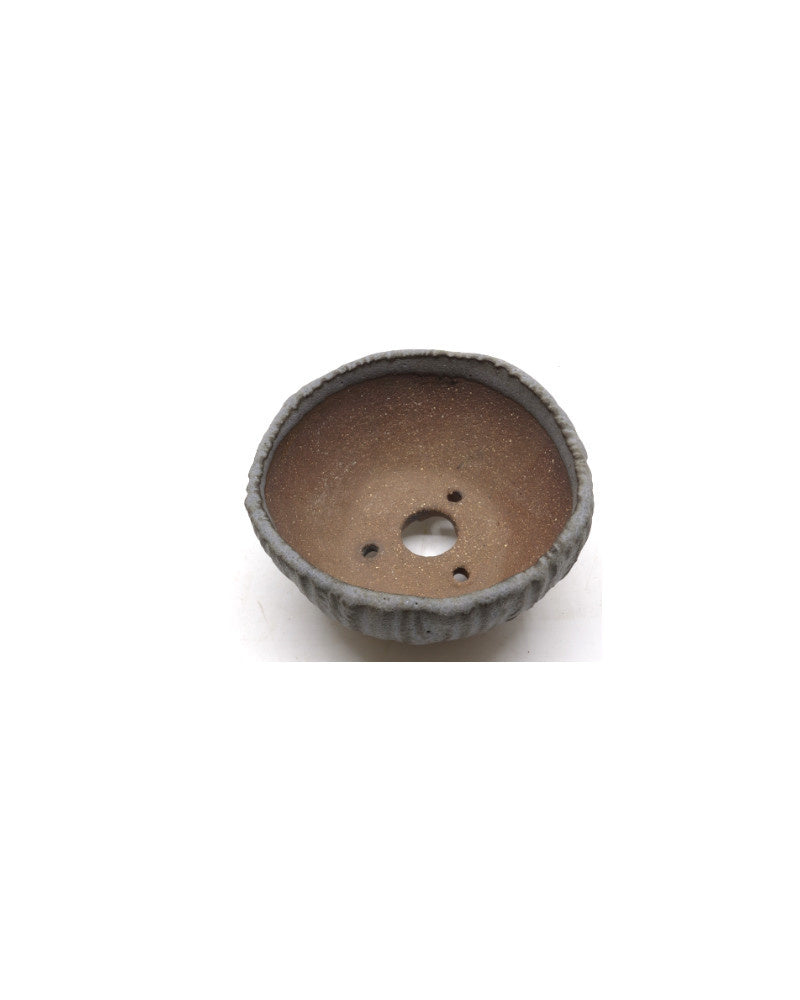 Pot Shohin Bonsai Walsall émaillé gris bleu rond 10 cm