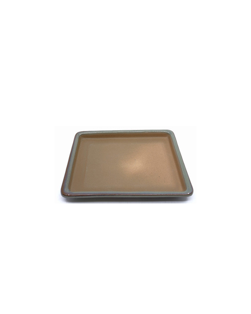 Pot à bonsaï vert beige rectangulaire 14 cm - lot