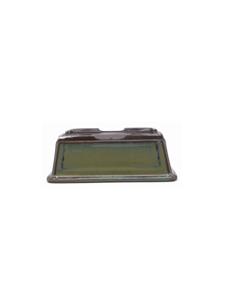 Pot à bonsaï vert beige rectangulaire 15 cm - lot