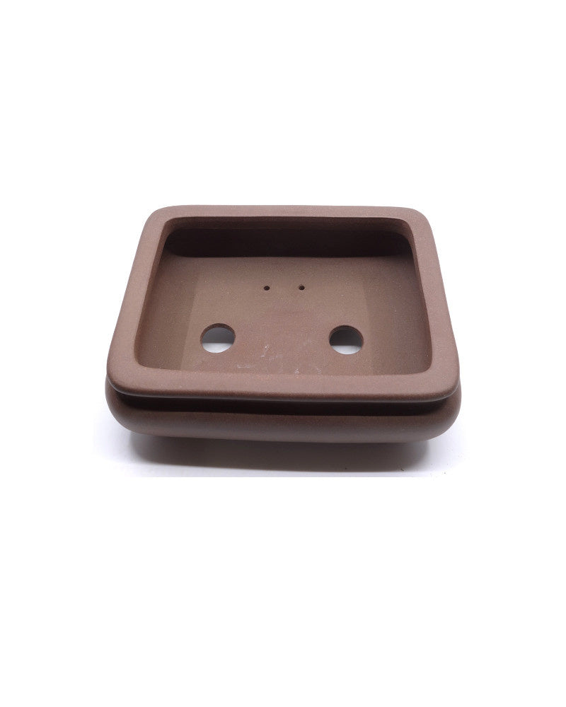 Pot à bonsaï Yixing non émaillé rectangulaire à angles arrondis 20 cm
