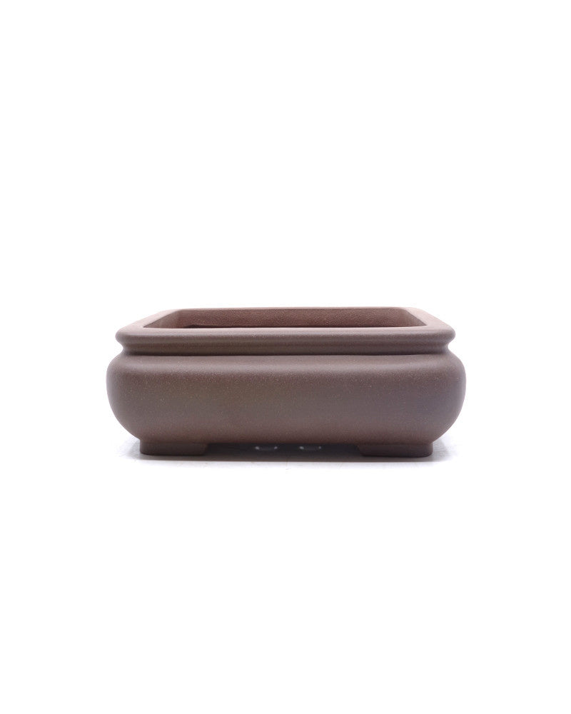 Pot à bonsaï Yixing rectangulaire non émaillé à coins arrondis, 20 cm