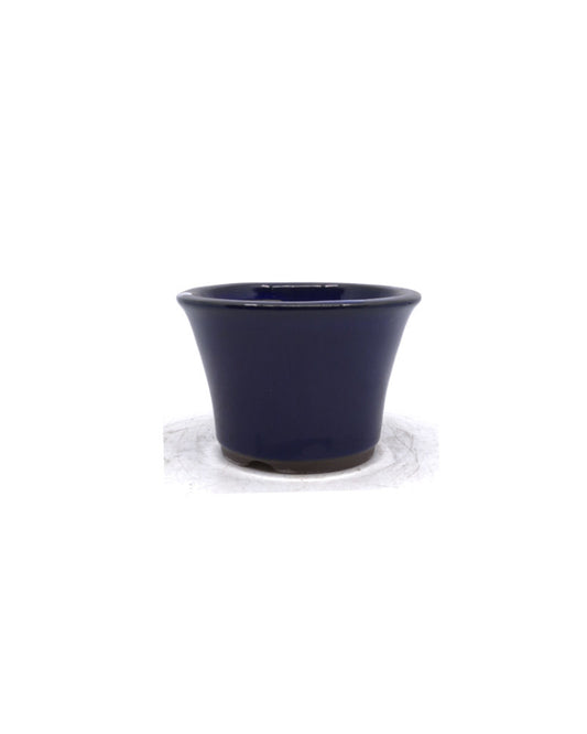 Pot à bonsaï semi-cascade rond bleu foncé 12 cm