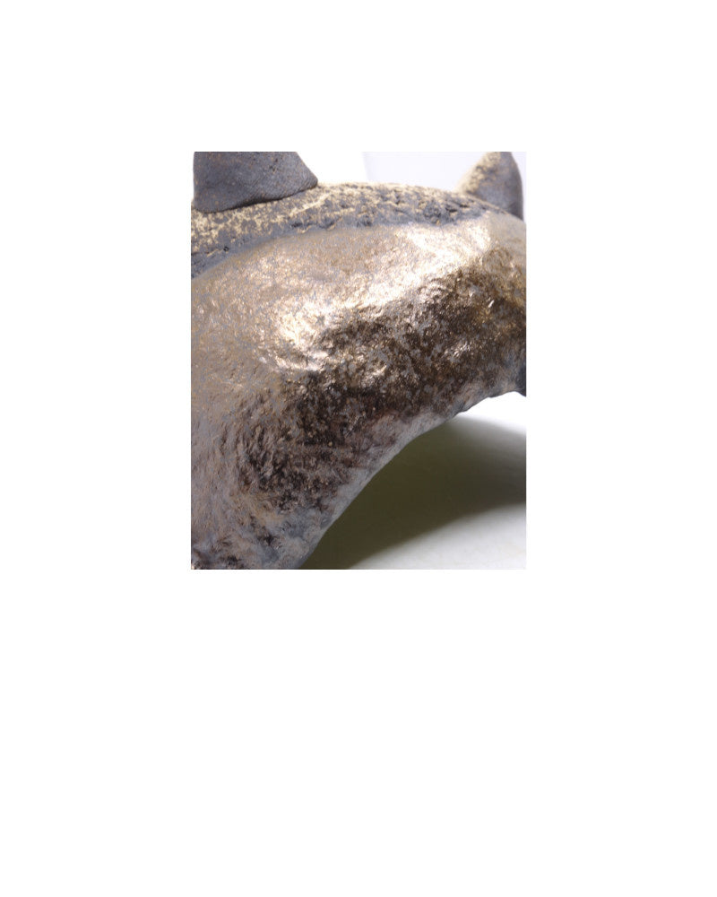 Pot à bonsaï Shohin fait main, marron avec accents bronze, 12 cm