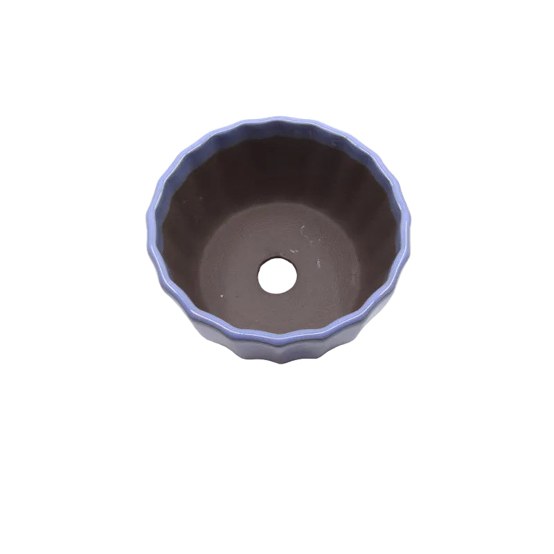 Pot à bonsaï bleu clair chrysanthèmes 12 cm