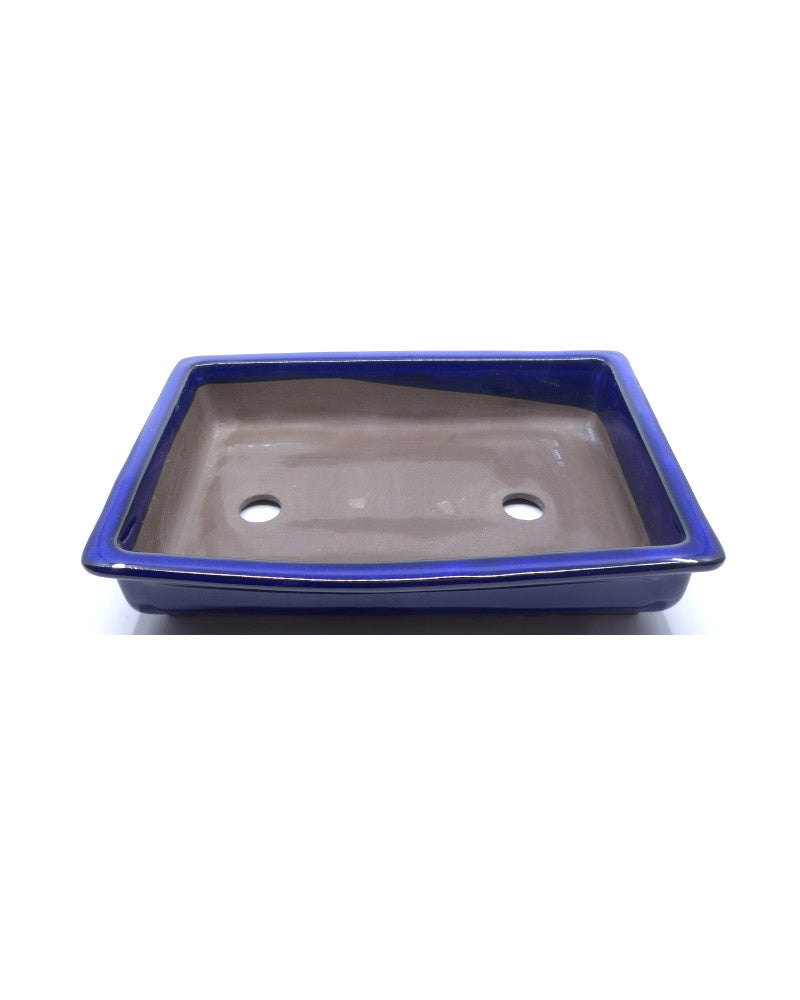 Pot à bonsaï bleu rectangulaire 37 cm