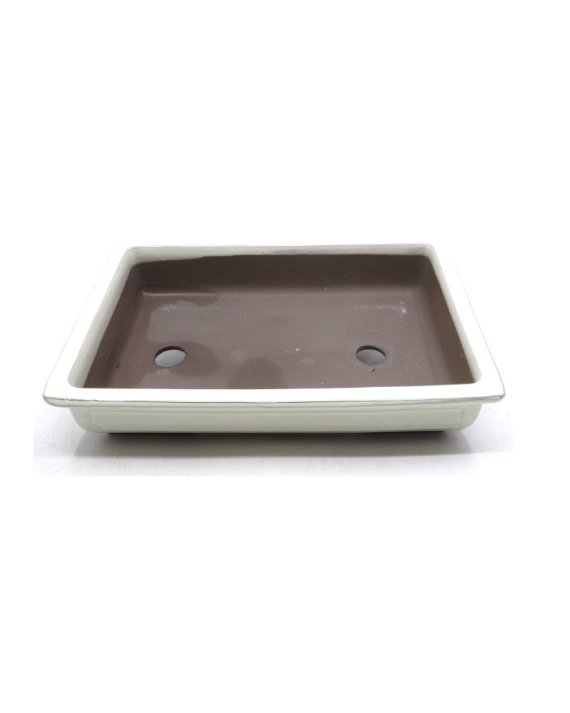 Pot à bonsaï crème rectangulaire 28 cm