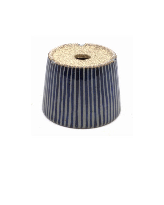 Pot Shohin Bonsai peint à la main à rayures bleues rond 9 cm