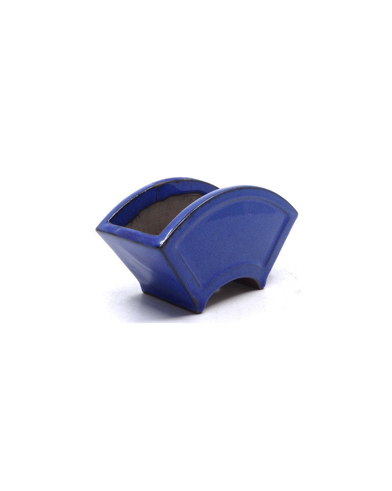 Pot à bonsaï bleu en éventail 15 cm