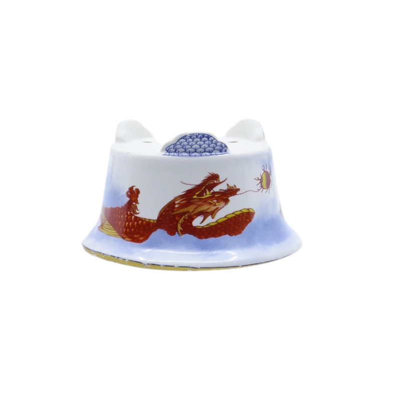 Pot à bonsaï bleu dragon rouge rond 12 cm