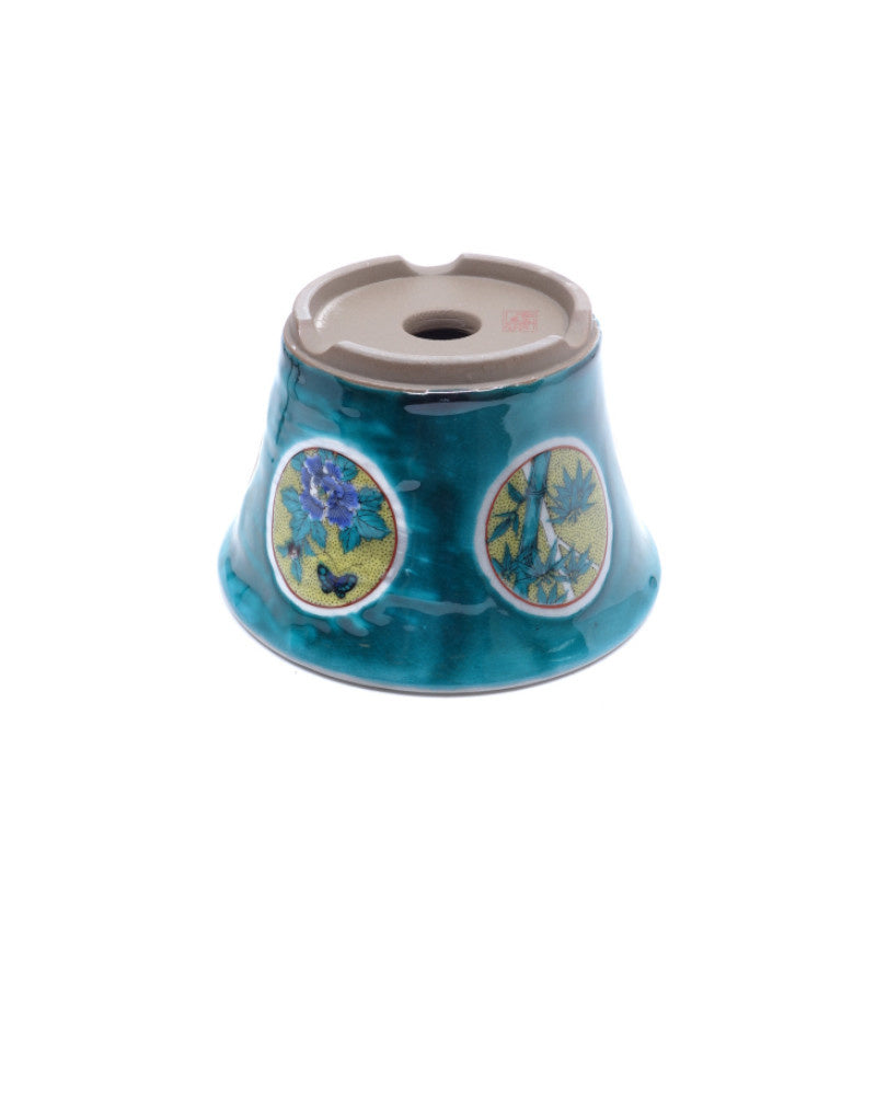 Pot à bonsaï Kutani yaki « Matsutake Ume » peint à la main vert 12 cm