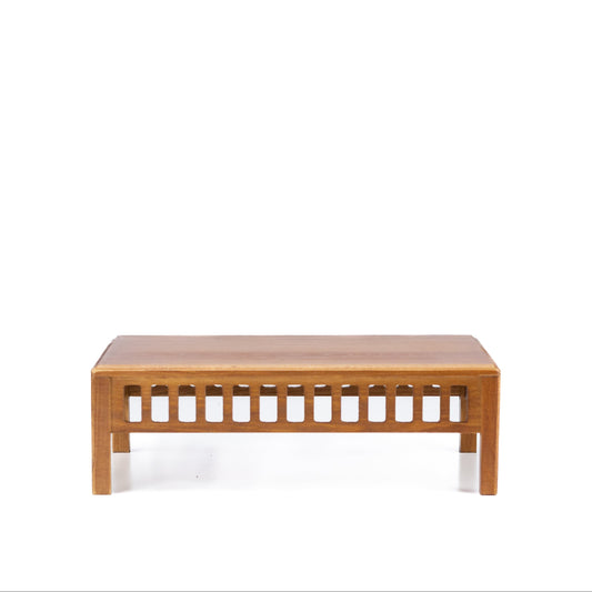 Table de bonsaï marron clair, en bois avec détails en lattes, 25 cm