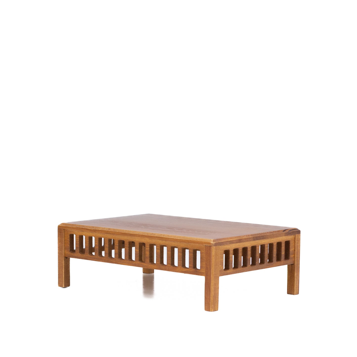 Table de bonsaï marron clair, en bois avec détails en lattes, 25 cm
