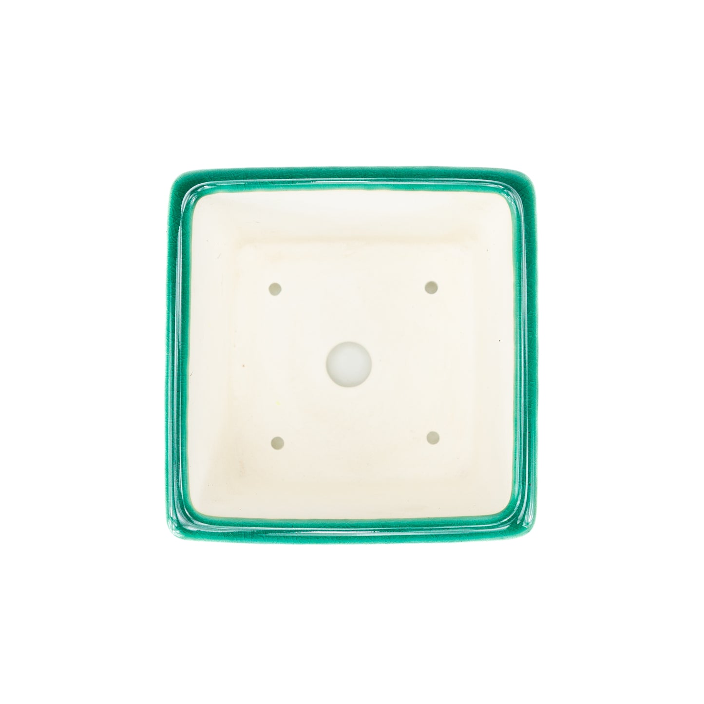 Pot Bonsai Yixing vert semi-cascade carré 14 cm, hauteur 11 cm