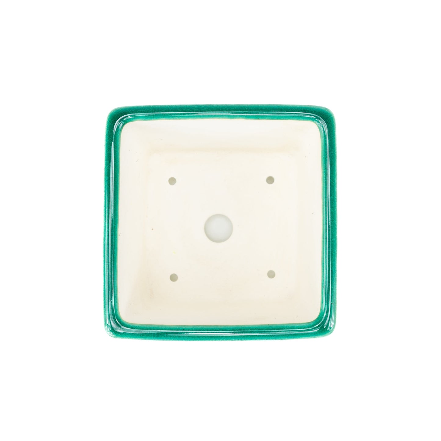 Pot Bonsai Yixing vert semi-cascade carré 14 cm, hauteur 11 cm