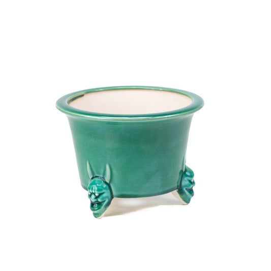 Pot Shohin Bonsai Yixing turquoise rond semi-cascade 9 cm