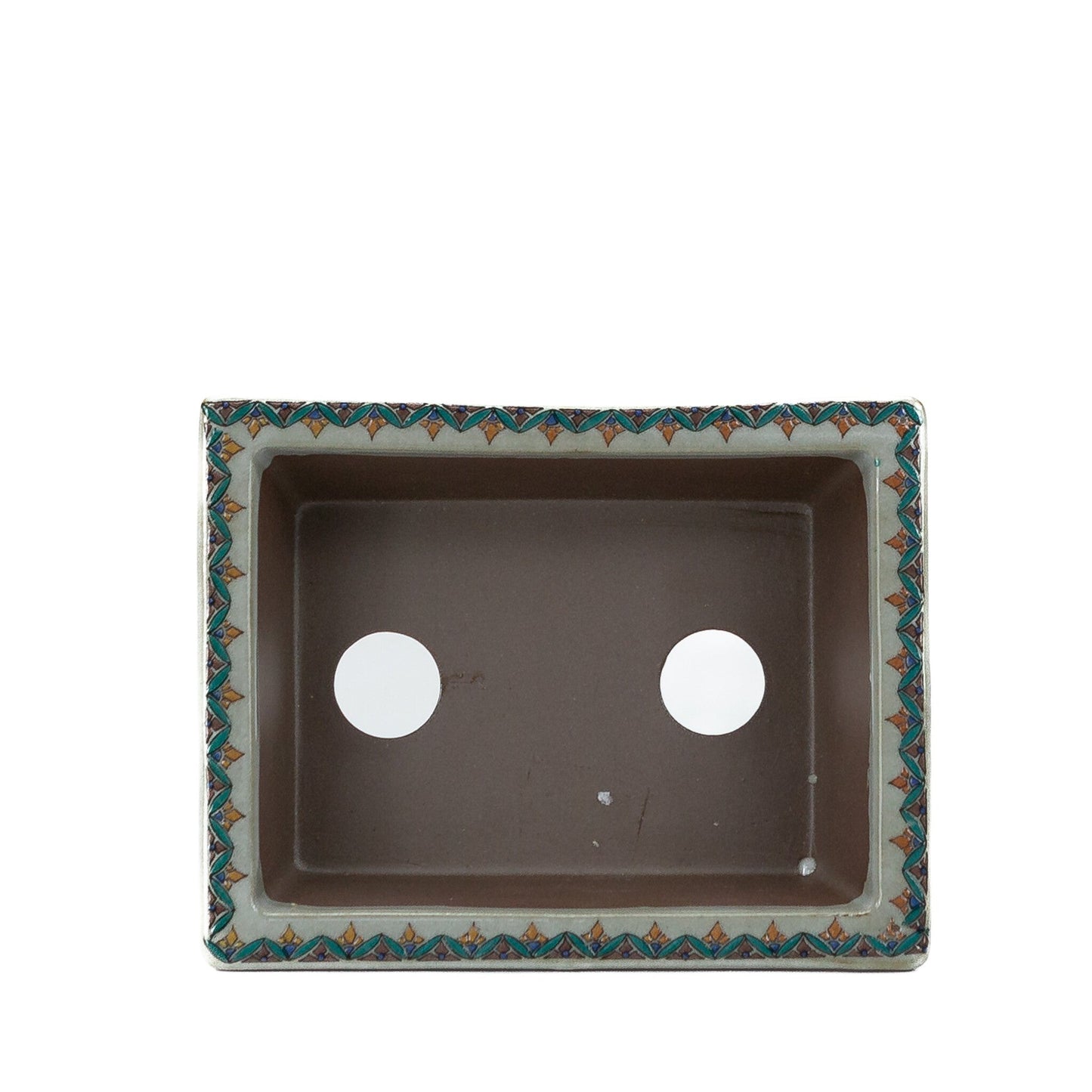 Pot à bonsaï Kutani yaki « Ishidatami » rectangulaire multicolore 13 cm