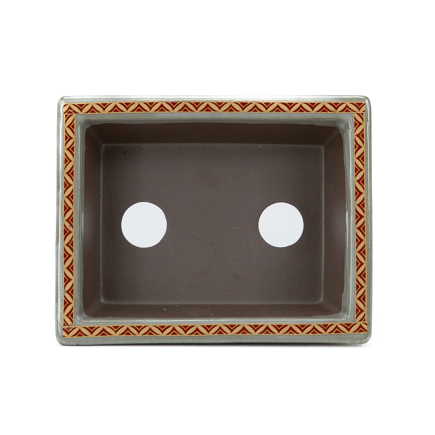 Pot à bonsaï Kutani yaki « Shiro-tsubu tetsusen » rectangulaire doré 13 cm