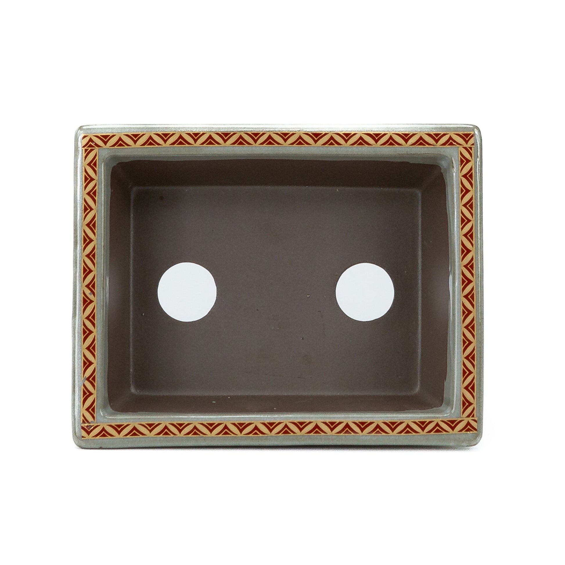 Pot à bonsaï Kutani yaki « Shiro-tsubu tetsusen » rectangulaire doré 13 cm