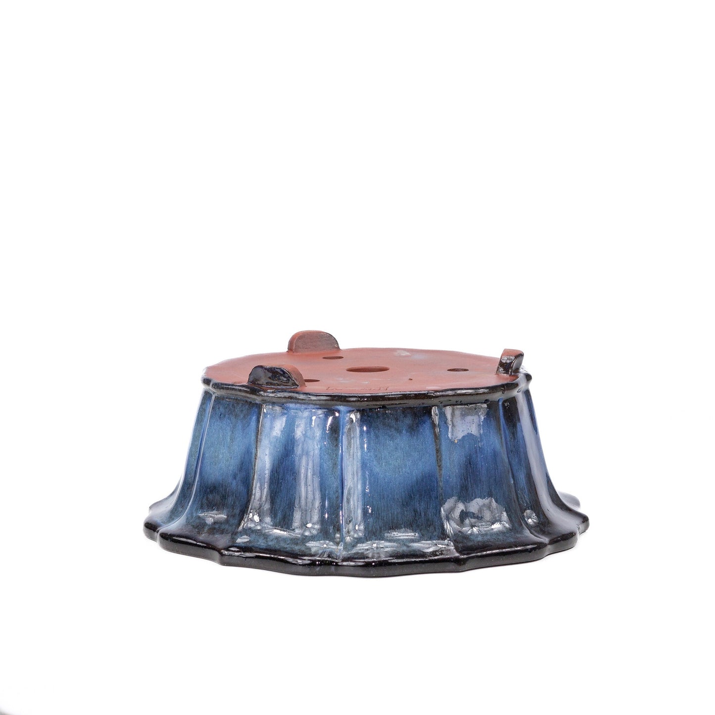 Pot à bonsaï chrysanthèmes rond bleu noir 30 cm