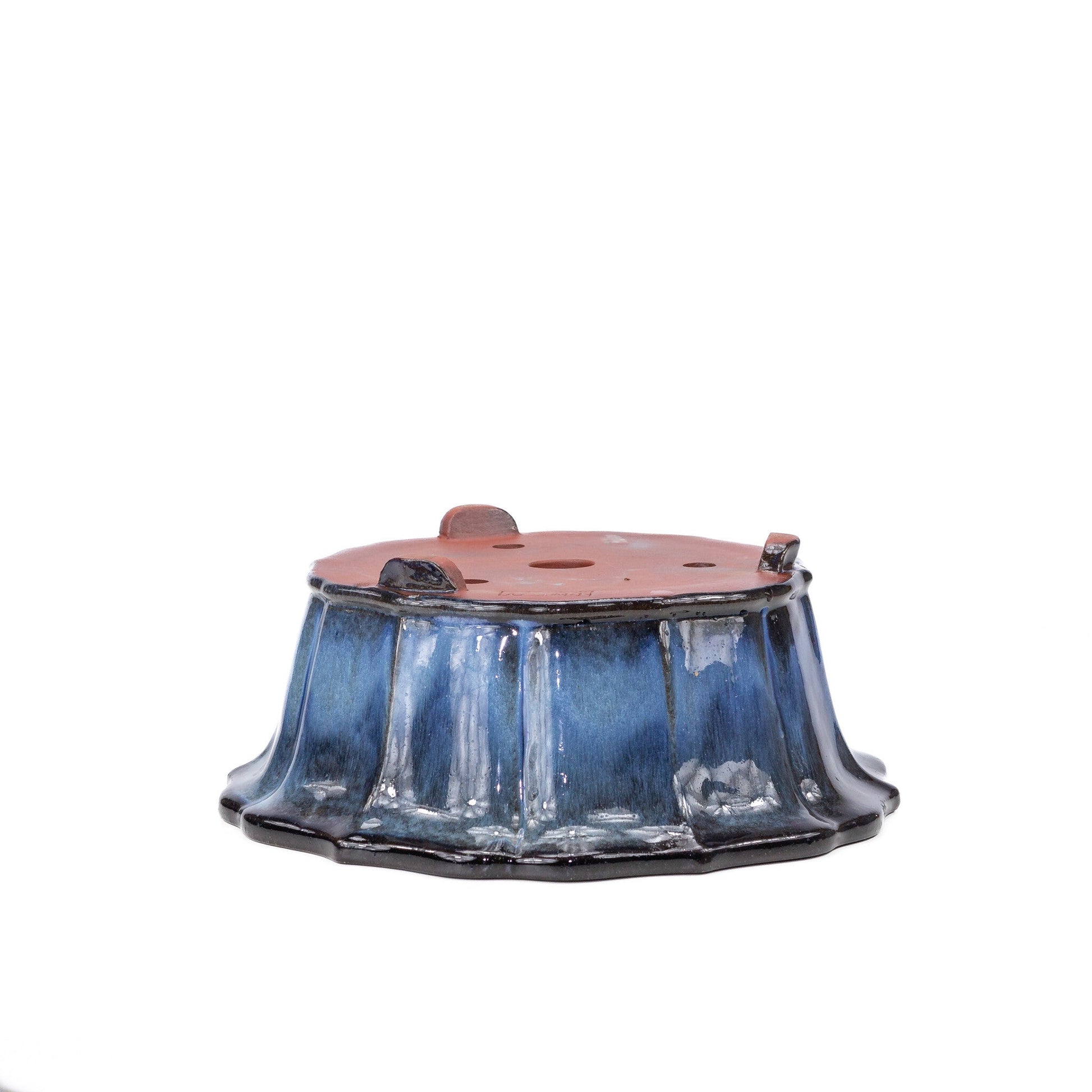 Pot à bonsaï chrysanthèmes rond bleu noir 30 cm