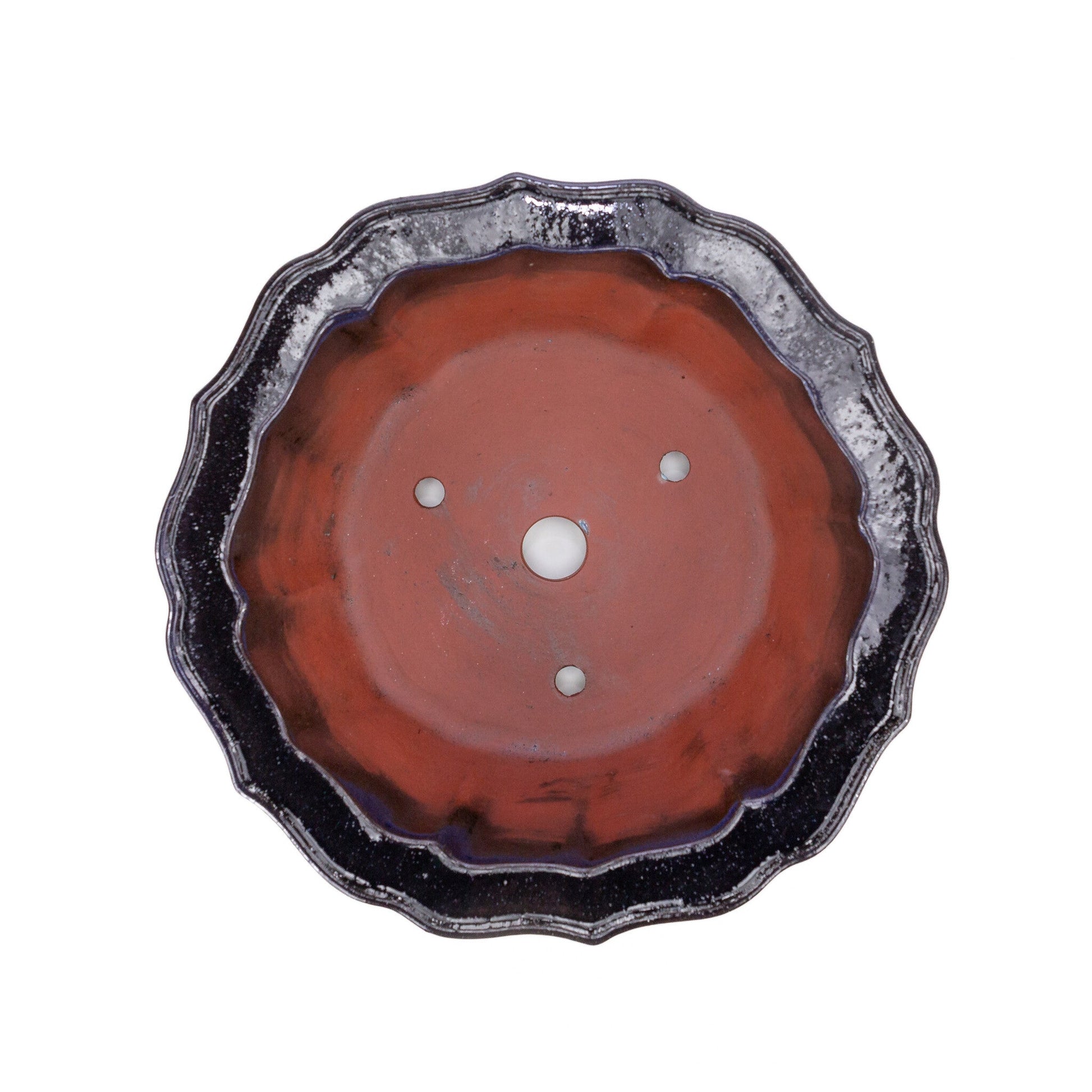 Pot à bonsaï chrysanthèmes rond bleu noir 30 cm