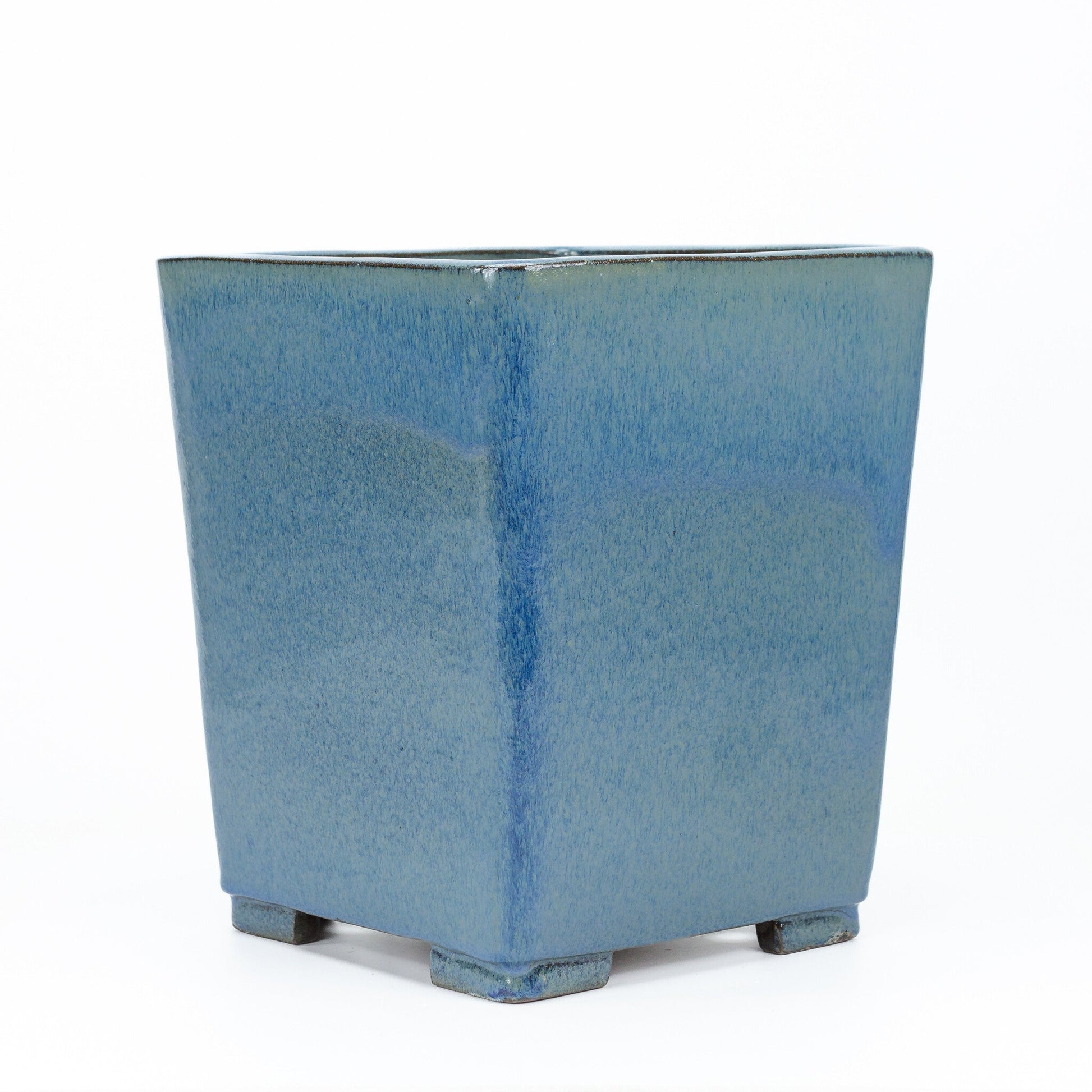 Pot à bonsaï cascade bleu beige carré 25 cm, hauteur 30 cm