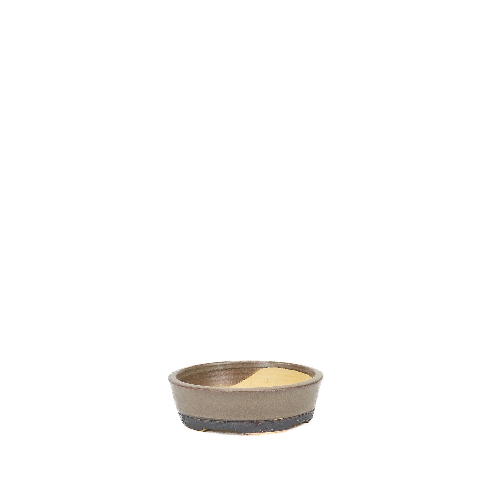 Pot à bonsaï brun mat rond 11,3 cm