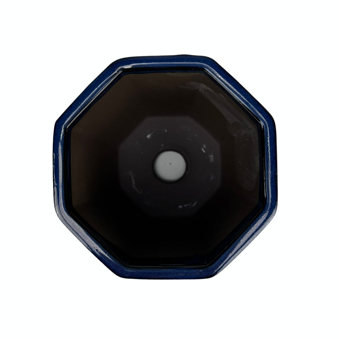 Pot à bonsaï octogonal cascade bleu foncé 12 cm