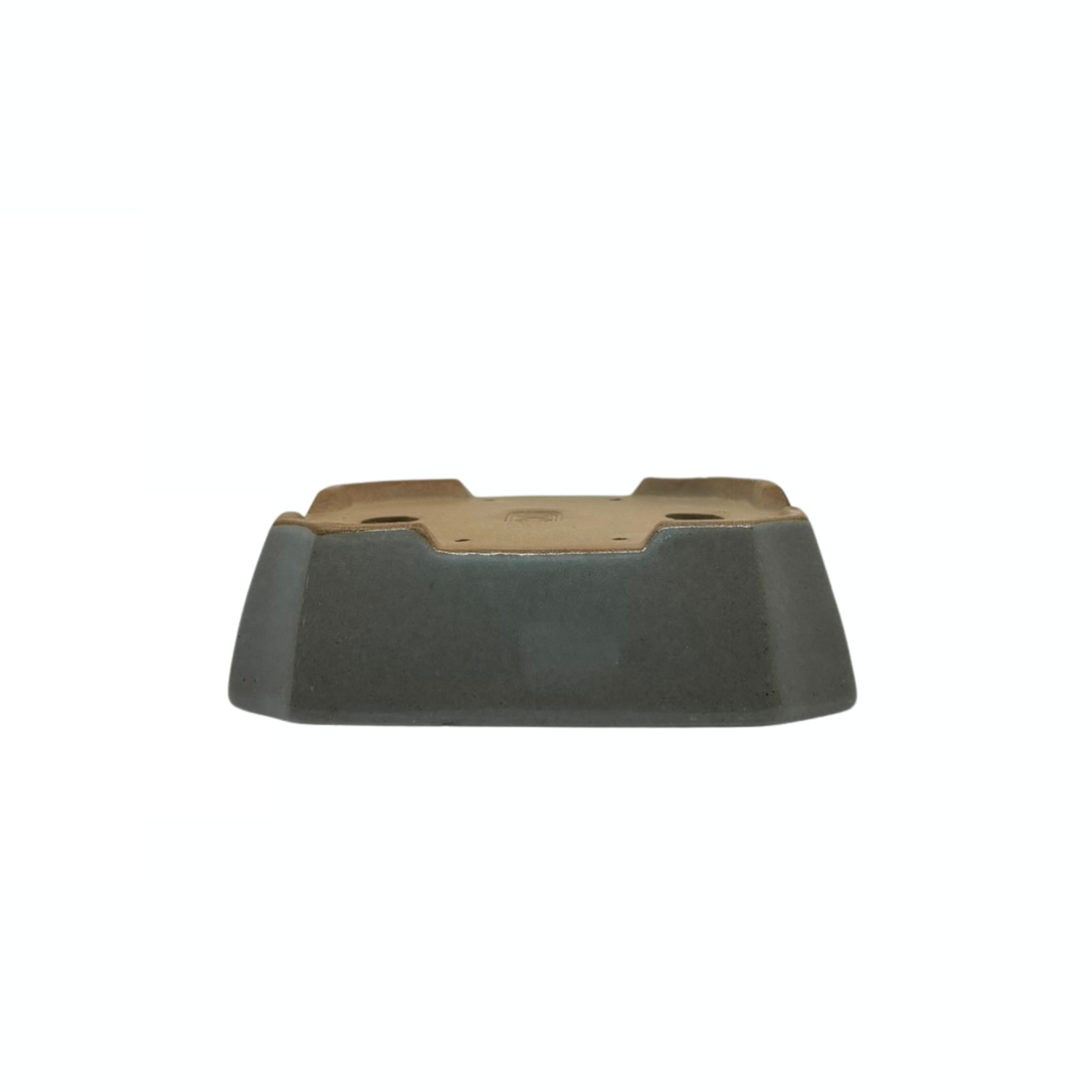 Pot à bonsaï - rectangulaire, émaillé, bleu gris clair (17 cm de large)