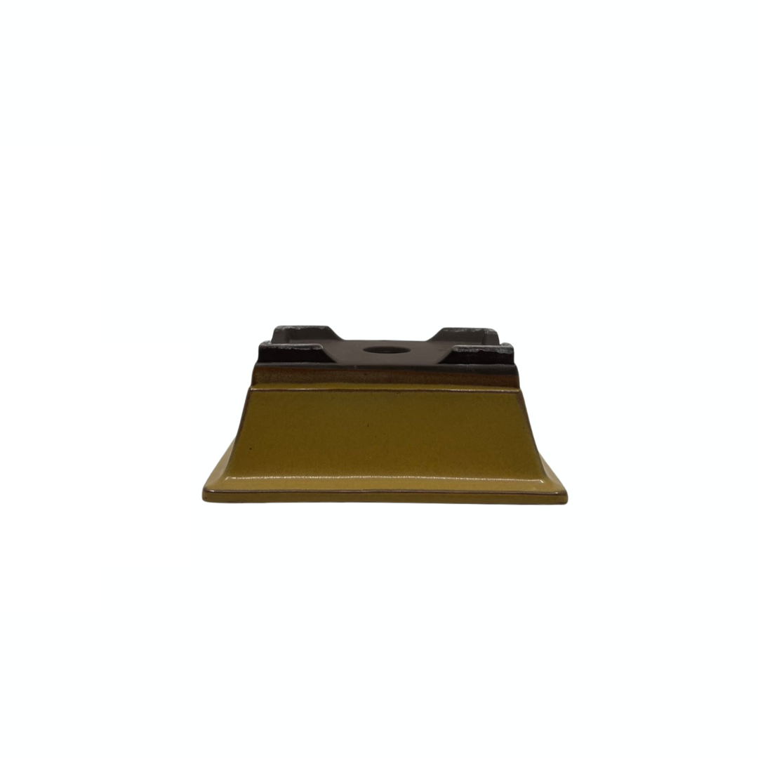 Ensemble de pots à bonsaï - rectangulaires, émaillés, jaunes (14 cm de large)