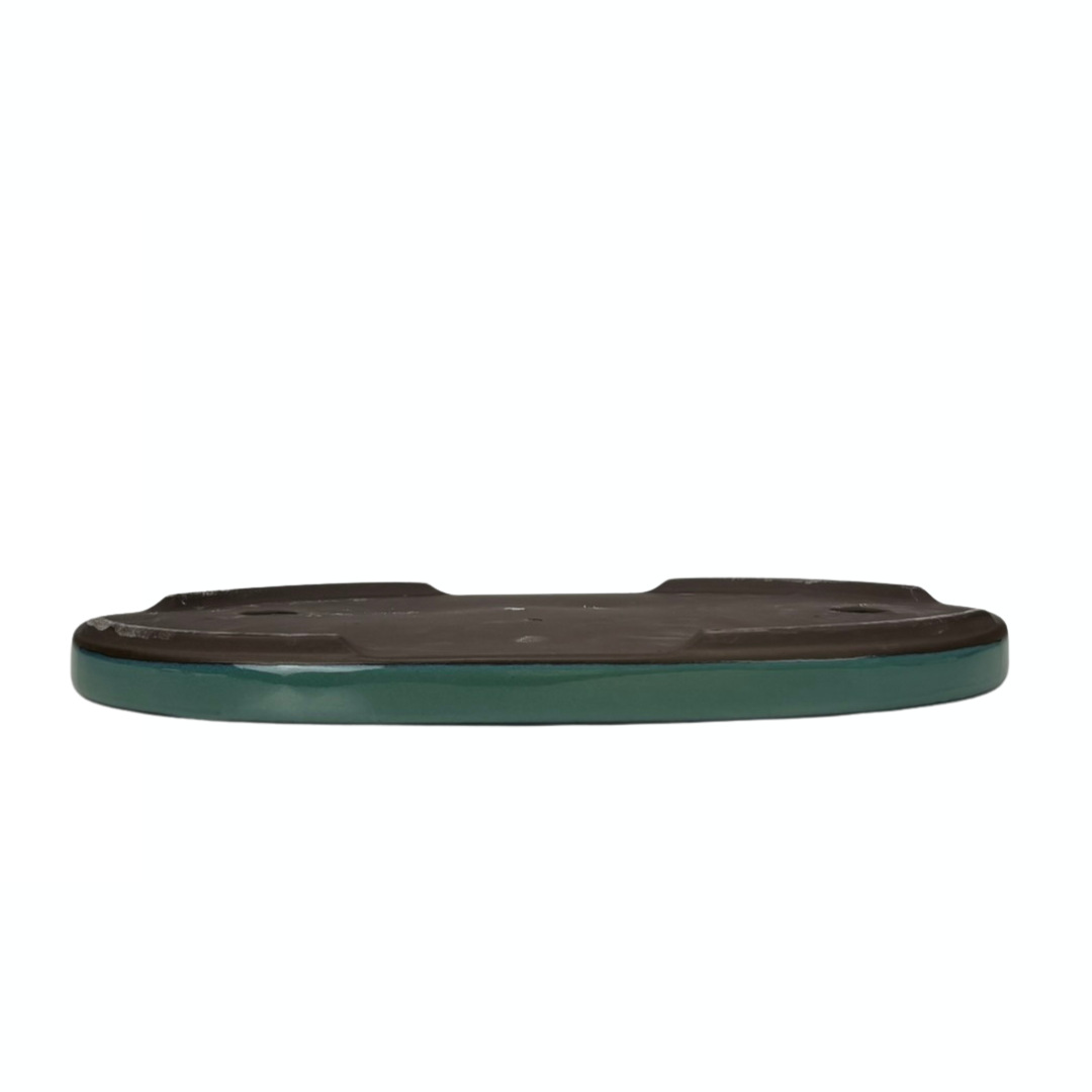 Pot à bonsaï - ovale, émaillé, vert (45 cm de large)