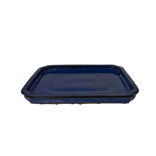 Soucoupe bonsaï rectangulaire bleue 30 cm