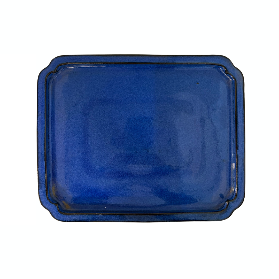 Soucoupe bonsaï rectangulaire bleue 30 cm