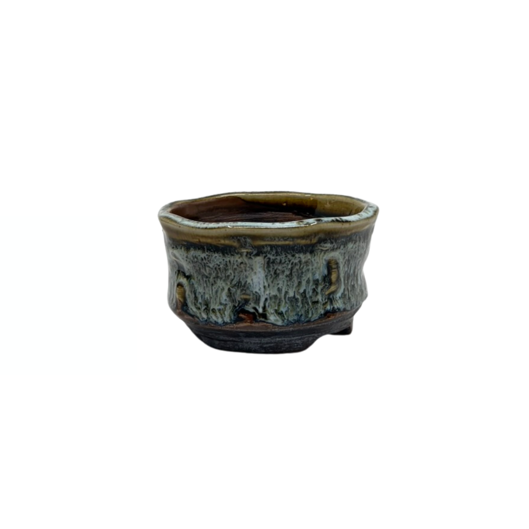 Shohin Bonsai pot bruin crème René Lecocq 9cm